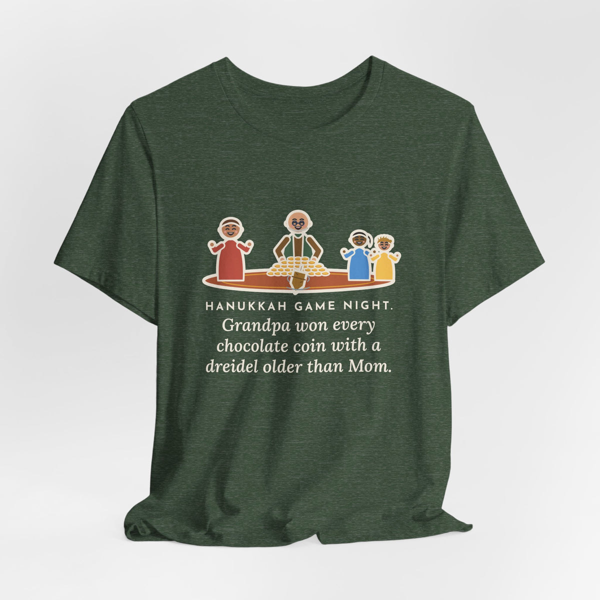 Funny Hanukkah Game Night T-Shirt, Grandpa Won Every Chocolate Coin with a Dreidel Older Than Mom, Living Room Rug Tee