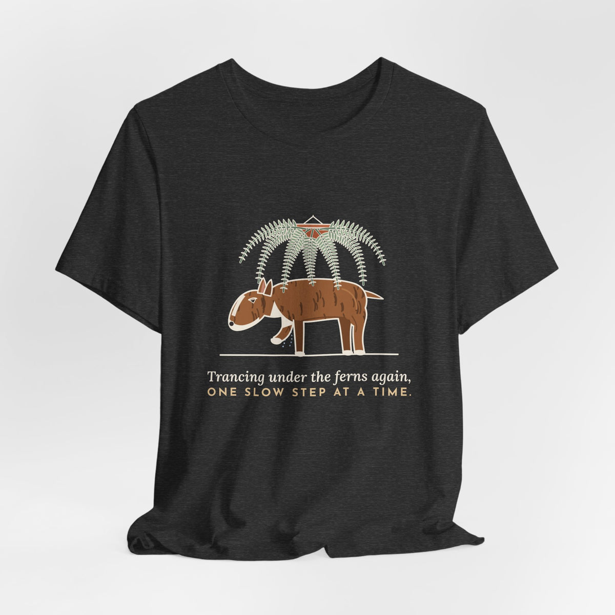 Bull Terrier T-Shirt - Trancing Under the Ferns Again Funny Ghost Walking Dog Tee