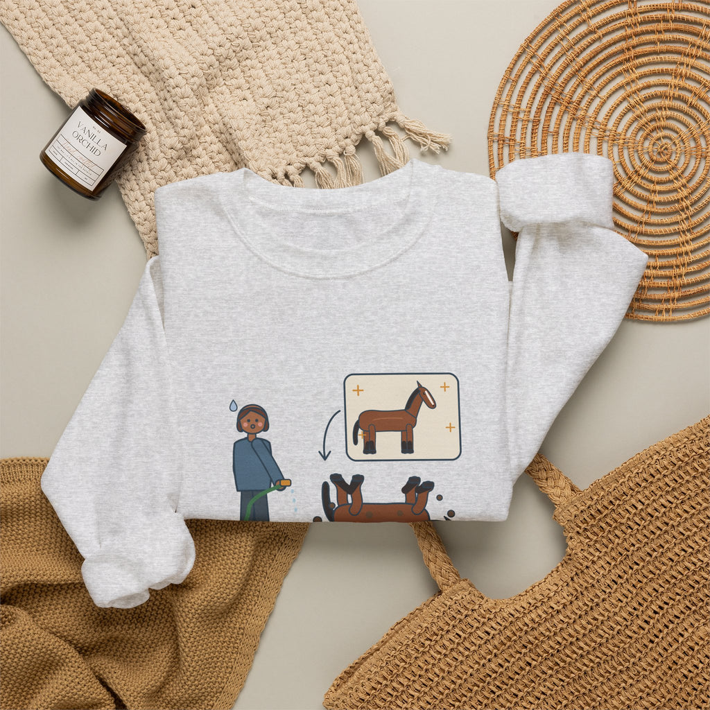 Horse Lover Crewneck Sweatshirt - Every Bath Ends in a Mud Roll
