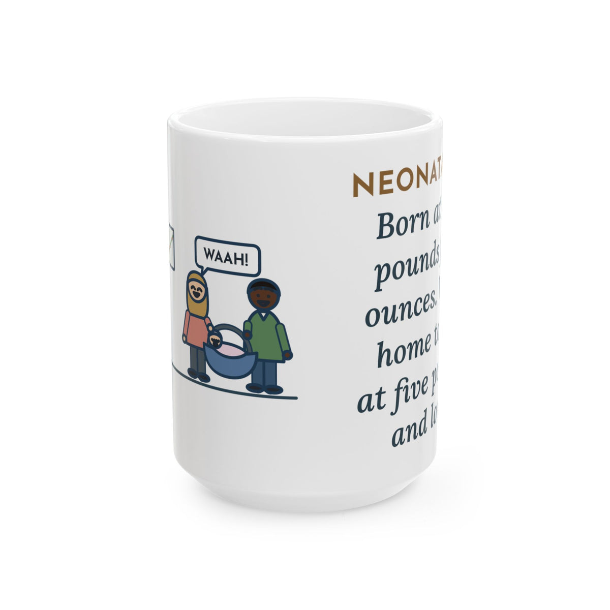 Born at Two Pounds Four Ounces, Went Home at Five Pounds and Loud 15oz Mug, Large Funny Neonatal Nurse Practitioner Coffee Mug