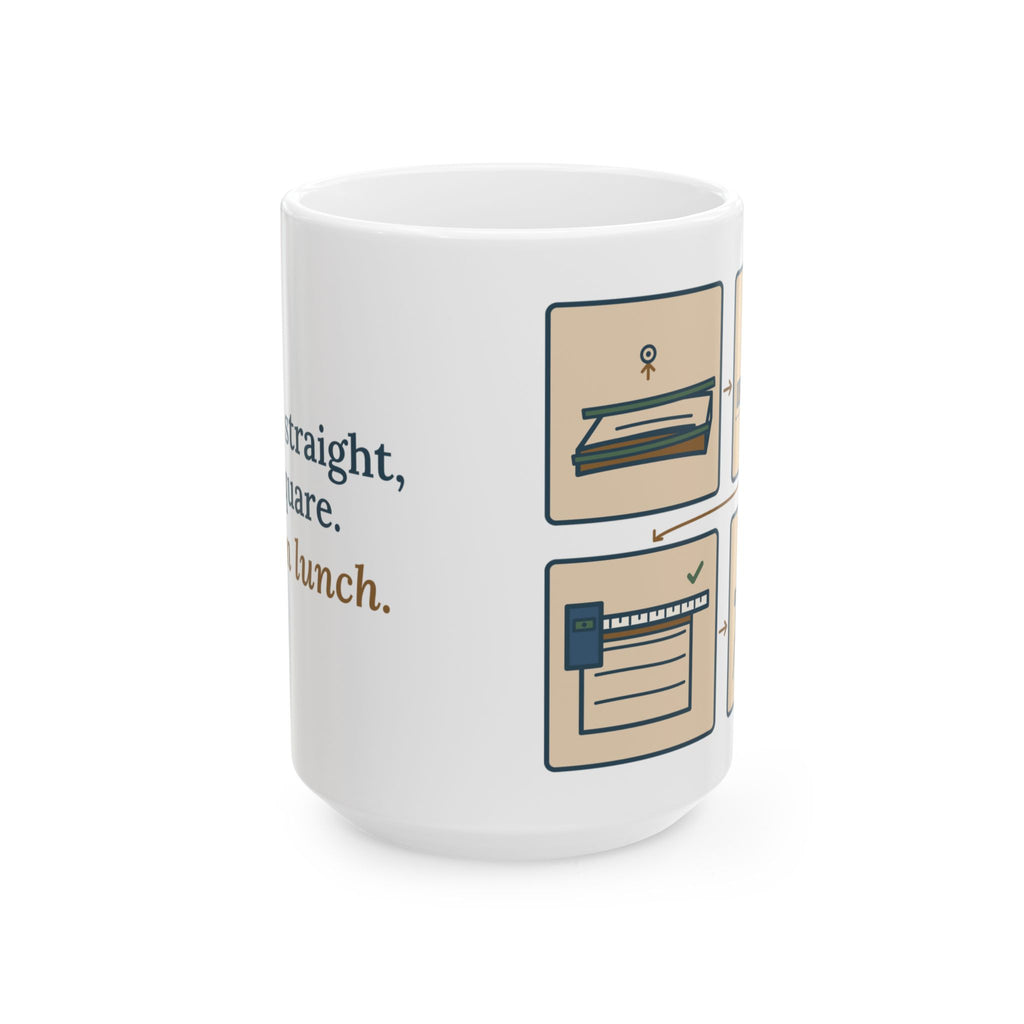 Large 15oz Woodworking Mug - Flat, Straight, Square. Then Lunch.