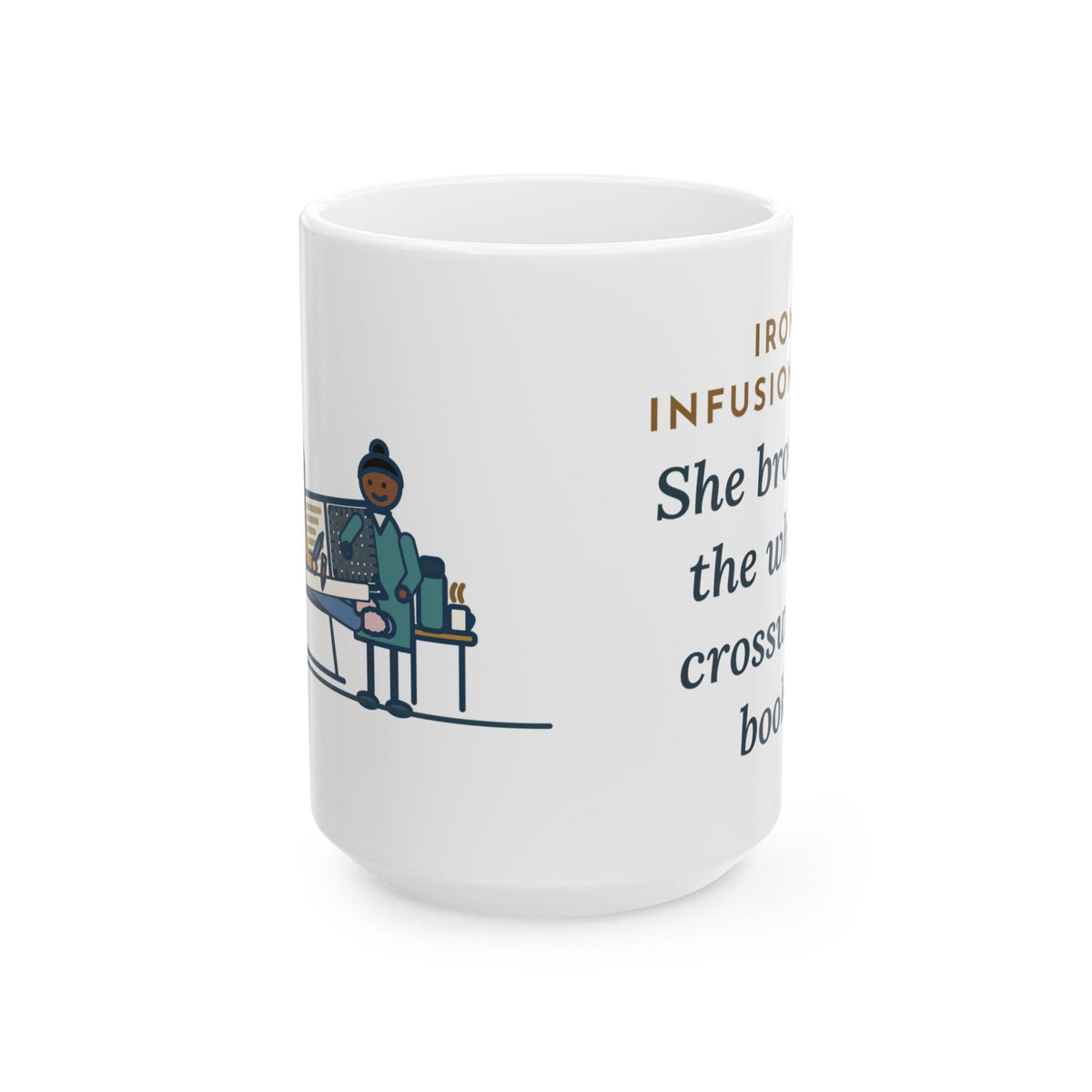 Large 15oz Hematology Clinic Nurse Mug - Crossword Book on Infusion Day Nurse Gift