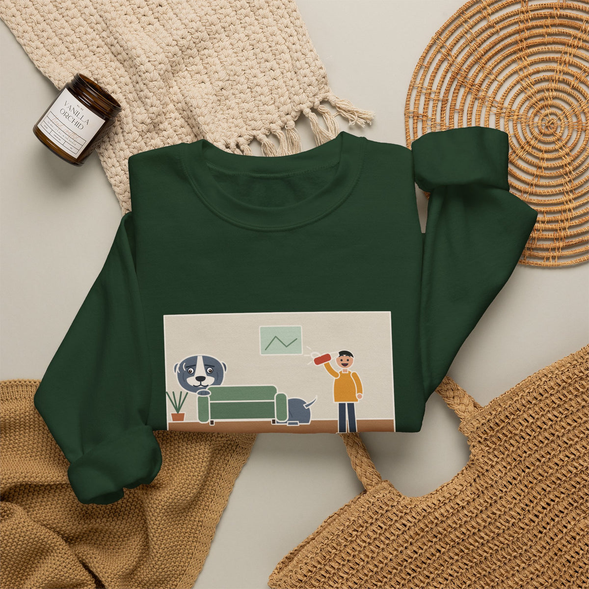 American Bully Sweatshirt, Ninety Pounds of Muscle, Runs from the Handheld Vacuum, Funny Couch Hideout Crewneck