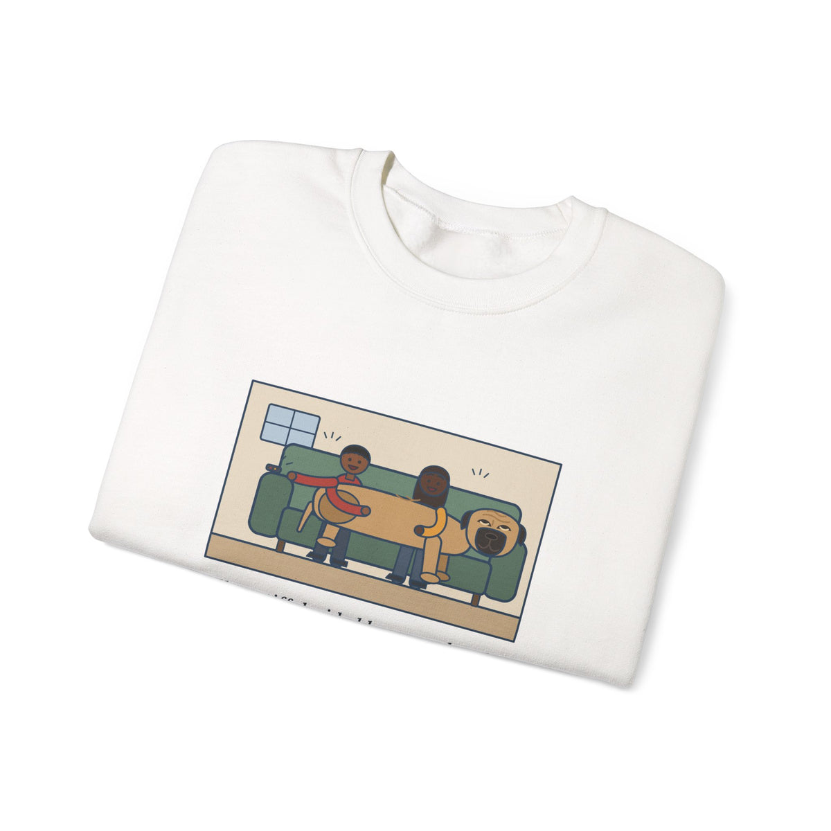 Bullmastiff Sweatshirt, Decided He Was a Lap Dog, Two of Us Pinned to the Couch, Funny Couch Pile Crewneck