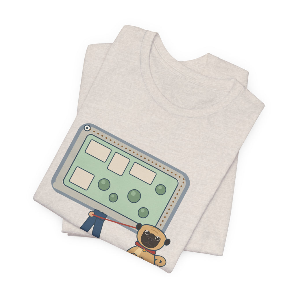 Pug T-Shirt - Halfway Around the Block, the Pug Sat Down Funny Dog Walk Tee