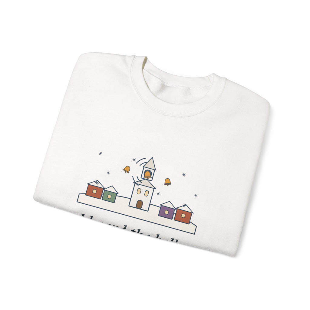 I Heard the Bells on Christmas Day Sweatshirt, Christmas Longfellow Quote Crewneck with Village Bell Tower