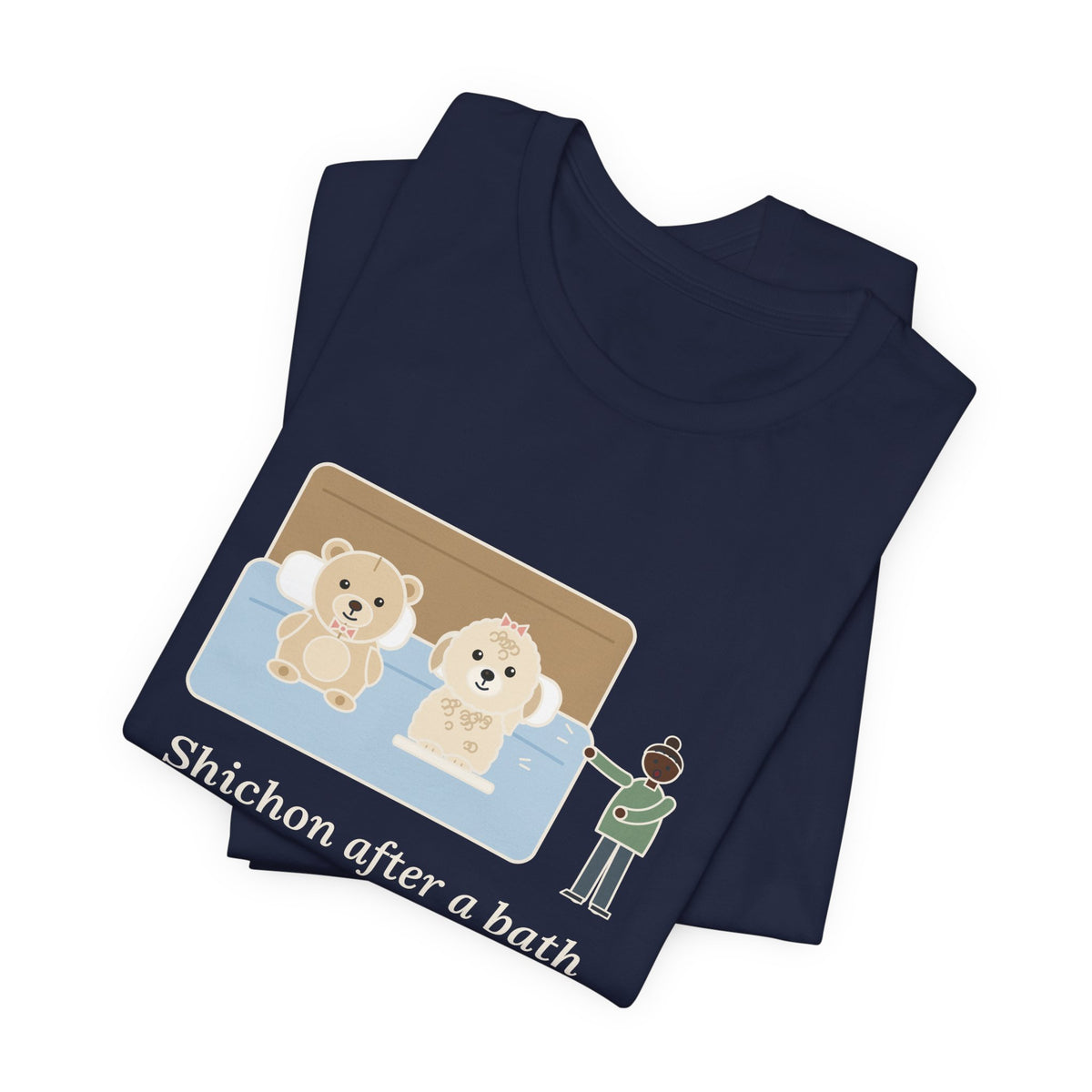 Funny Shichon T-Shirt, After a Bath Looks Exactly Like the Stuffed Bear She Sleeps Next To, Bath Day Twin Tee