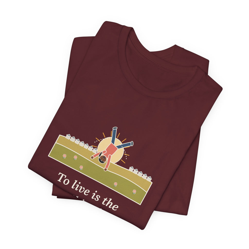 Oscar Wilde Quote T-Shirt, To Live Is the Rarest Thing in the World, Literary Cartwheel Meadow Tee