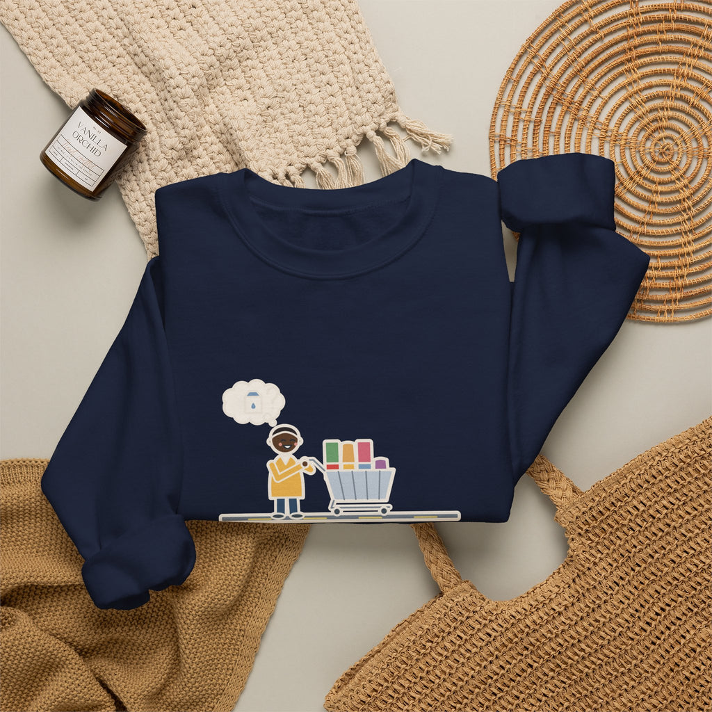 Grocery Run Sweatshirt, Went In for Milk, Came Out with a Cart Full of Snacks, Forgot the Milk, Funny Cart Full Crewneck