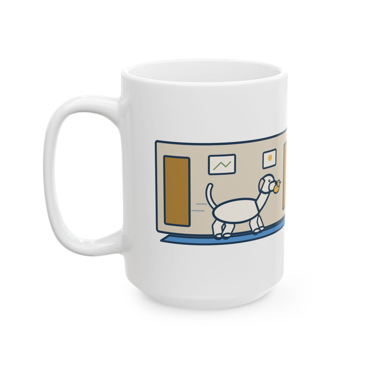 One Hundred Pounds, Carries His Stuffed Duck to Every Room 15oz Mug, Large Funny Dogo Argentino Coffee Mug