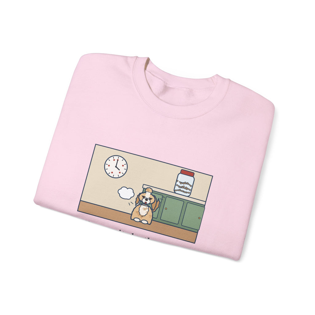 Shih-Poo Sweatshirt, Sits by the Treat Jar and Sighs Loudly Every Eleven Minutes, Funny Treat Jar Vigil Crewneck