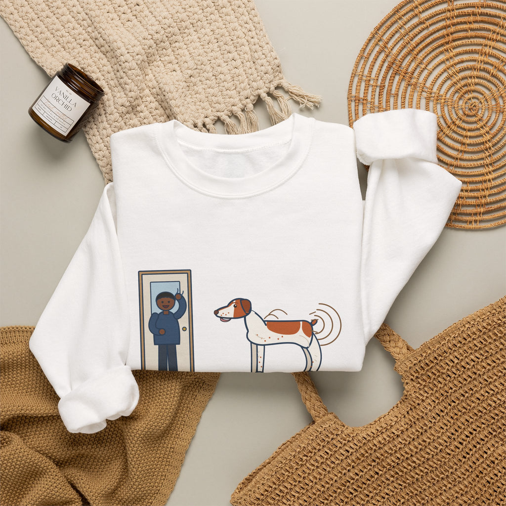 Brittany Dog Crewneck Sweatshirt - No Tail to Speak Of, Wags From the Shoulders Back