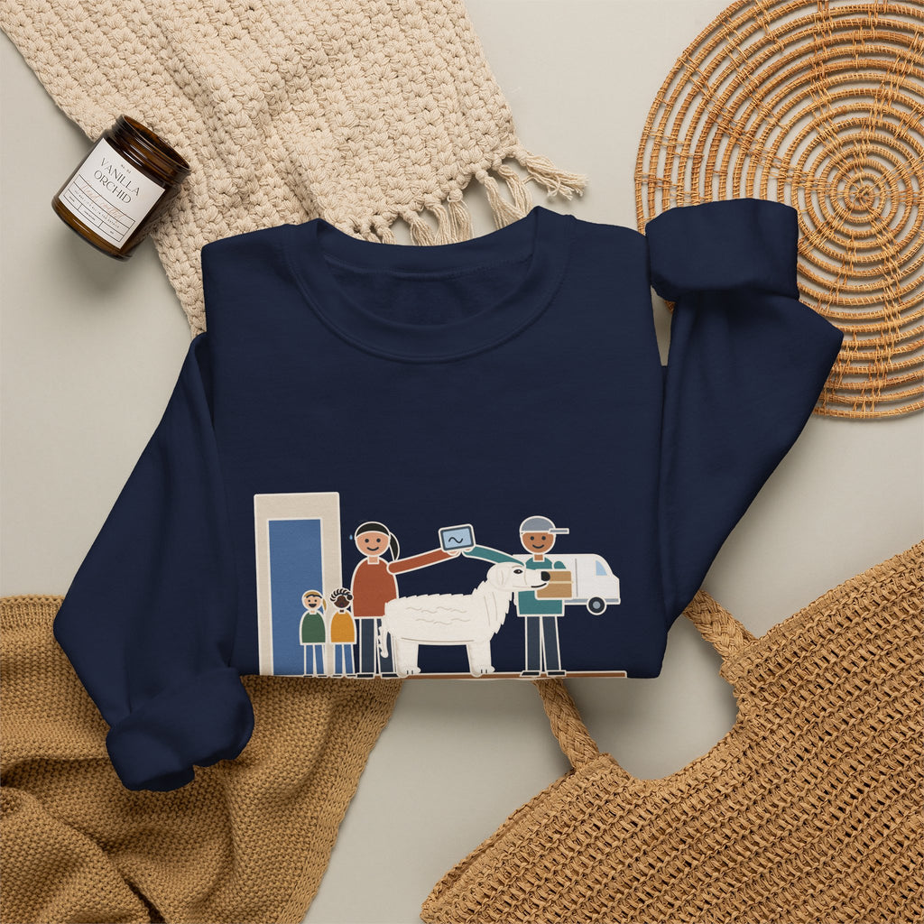 Kuvasz Crewneck Sweatshirt - Kept Watch Over the Kids Until the Delivery Was Signed