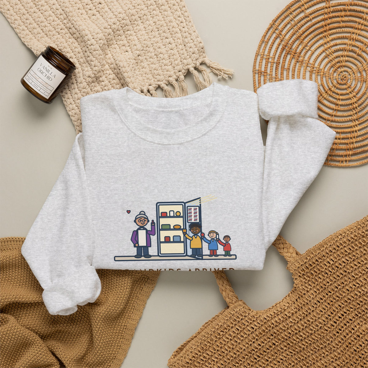 Grandkids at Christmas Sweatshirt, Arrived for the Holiday, The Fridge Door Opened Forty Times in the First Hour
