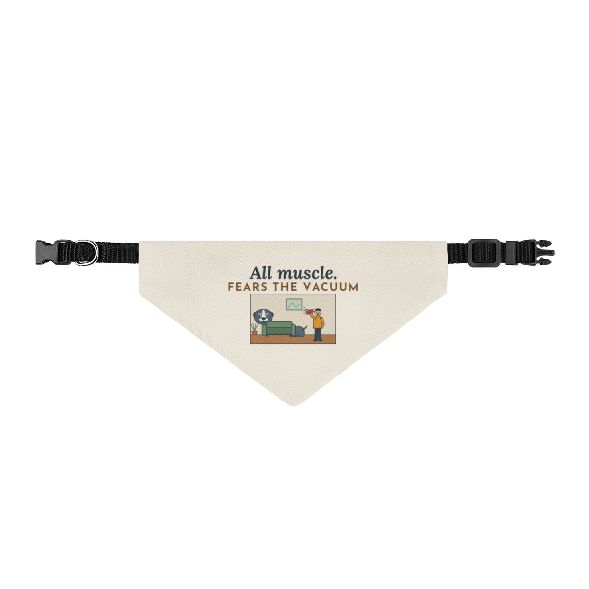 American Bully Bandana, All Muscle Fears the Vacuum, Clip-on Pet Bandana