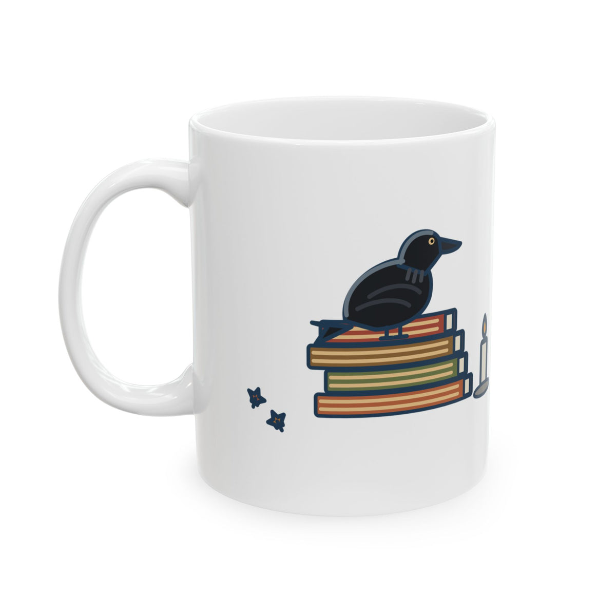 Poe Literary Quote Mug, Quoth the Raven, Gothic Raven on Books Coffee Mug 11oz