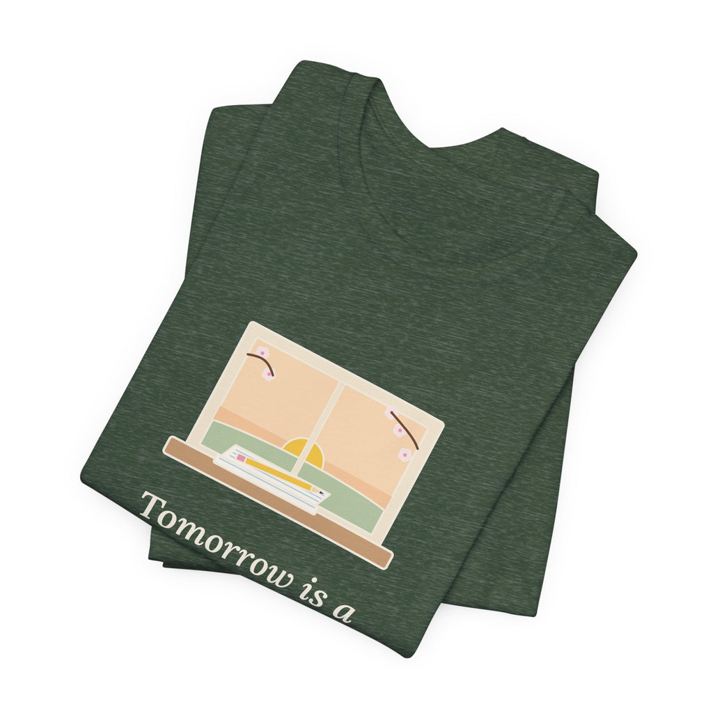 Montgomery Quote T-Shirt, Tomorrow Is a New Day with No Mistakes in It Yet, Encouragement Dawn Windowsill Tee