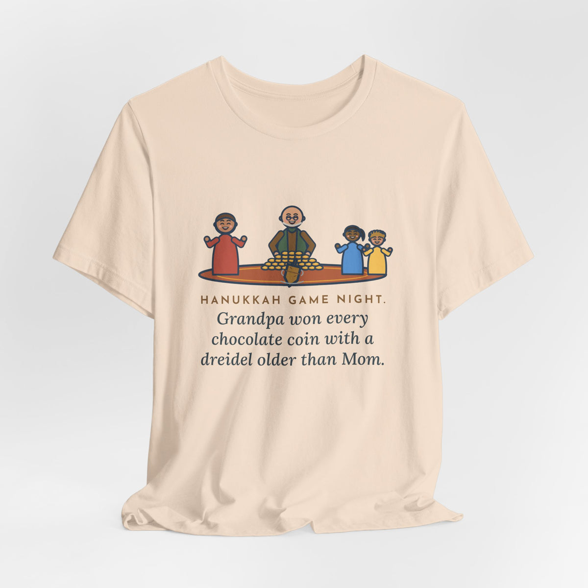 Funny Hanukkah Game Night T-Shirt, Grandpa Won Every Chocolate Coin with a Dreidel Older Than Mom, Living Room Rug Tee