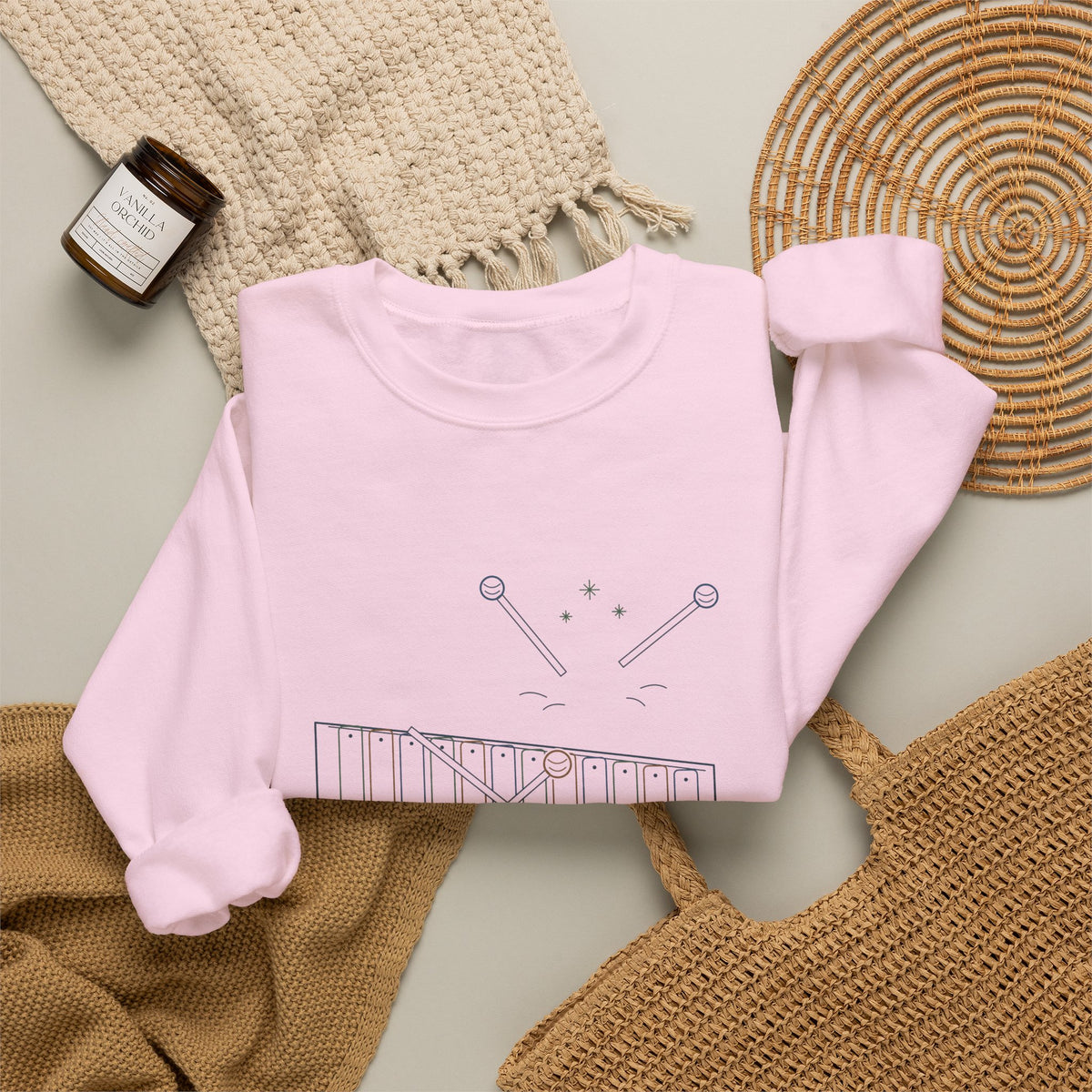 Elementary Music Teacher Crewneck Sweatshirt - Mallets Down, Eyes Up. Music Class Gift
