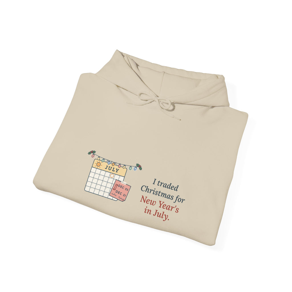 Holiday Nurse Hoodie - I Traded Christmas for New Year's in July Holiday Shift Hooded Sweatshirt
