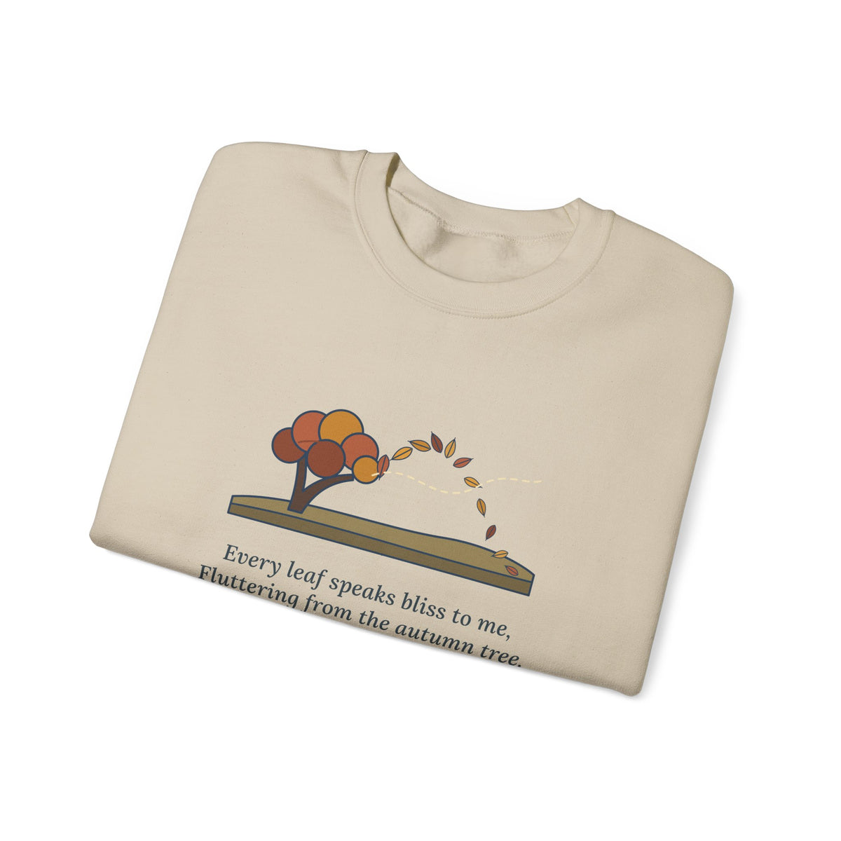 Every Leaf Speaks Bliss to Me Sweatshirt, Autumn Emily Brontë Quote Crewneck with Windswept Moor Tree