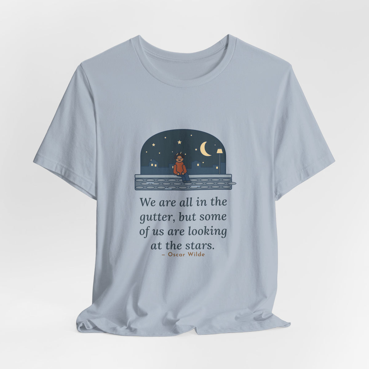 Oscar Wilde Quote T-Shirt, Some of Us Are Looking at the Stars, Literary Stargazer Curb Tee