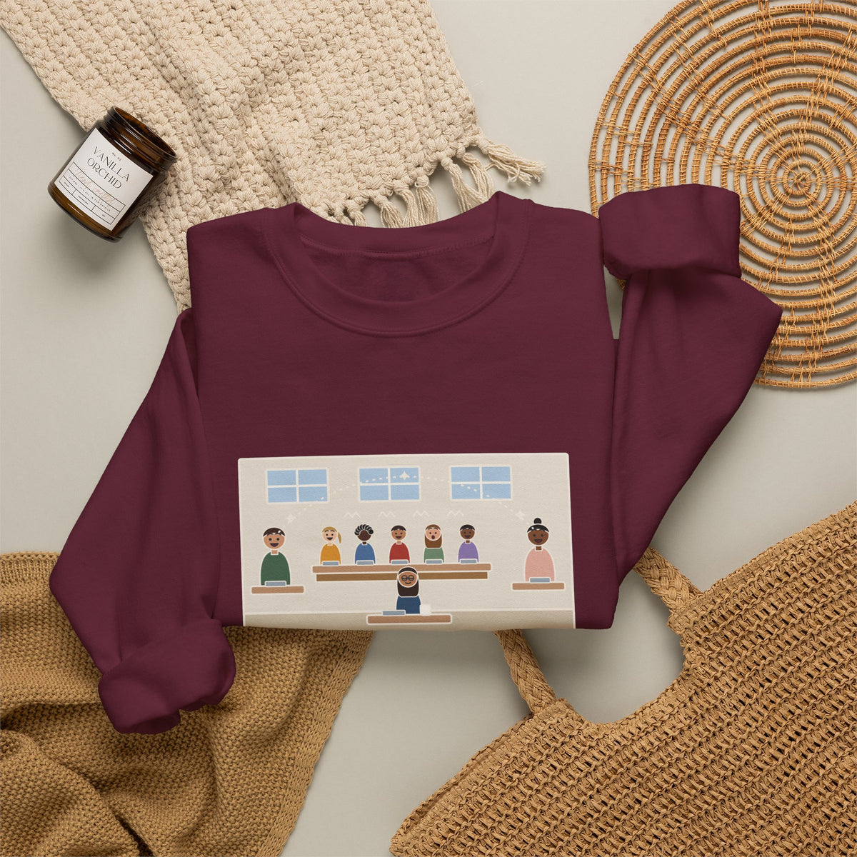 ASL Teacher Sweatshirt, The Kids Figured Out They Can Talk Across the Cafeteria Now, Funny Lunchroom Crewneck