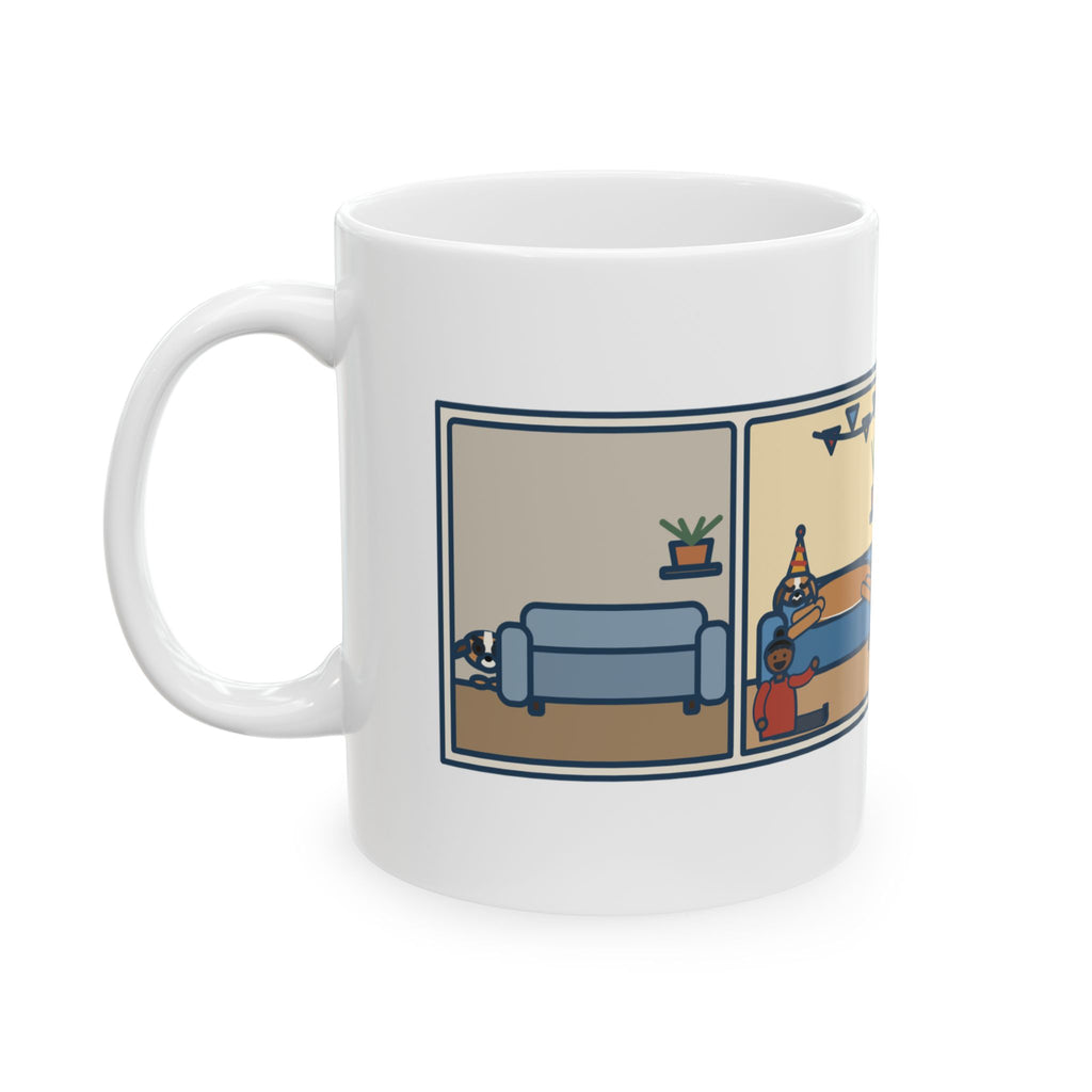 Gotcha Day Mug, Five Years Ago She Hid Behind the Couch, Now the Couch Is Hers, Funny Coffee Mug 11oz