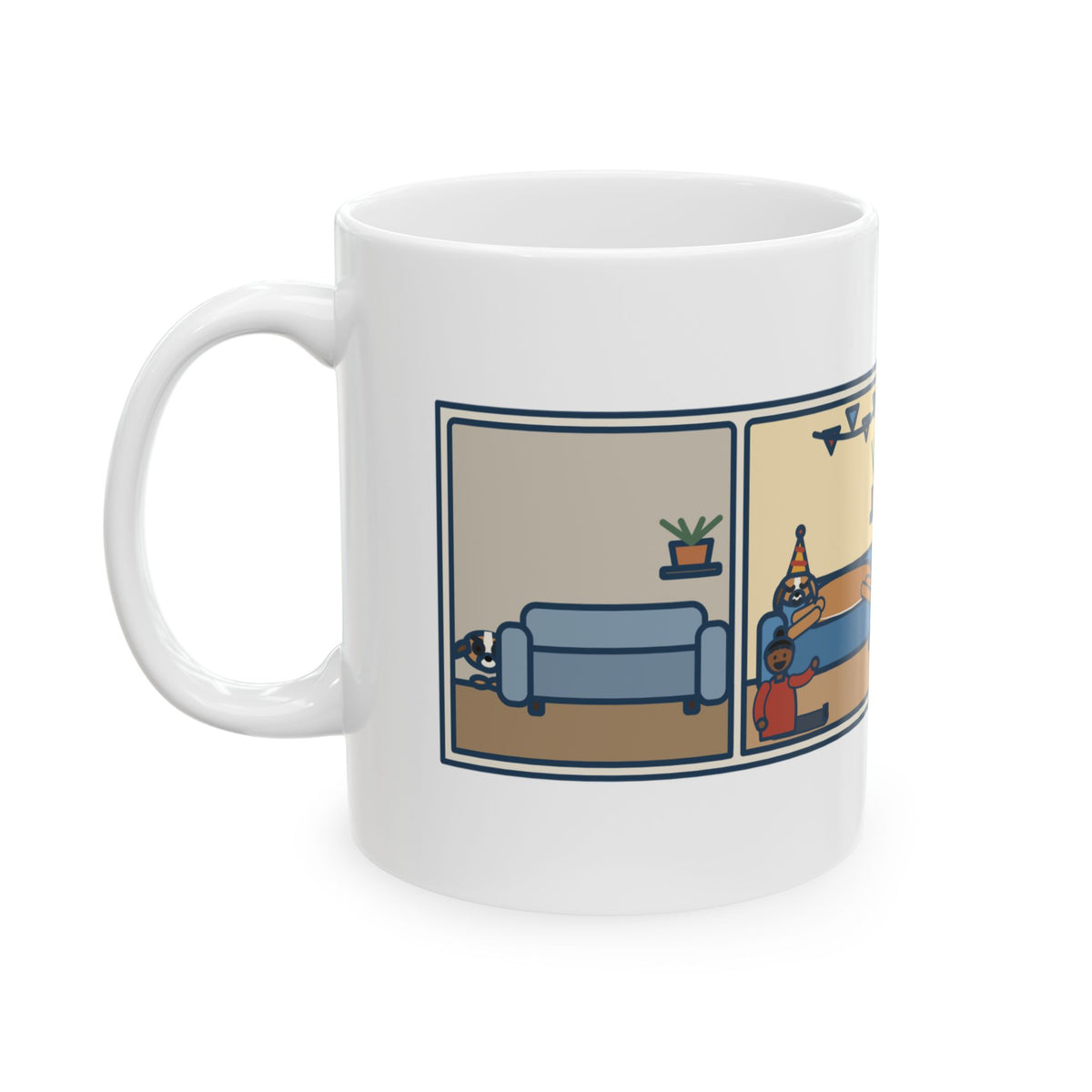 Gotcha Day Mug, Five Years Ago She Hid Behind the Couch, Now the Couch Is Hers, Funny Coffee Mug 11oz