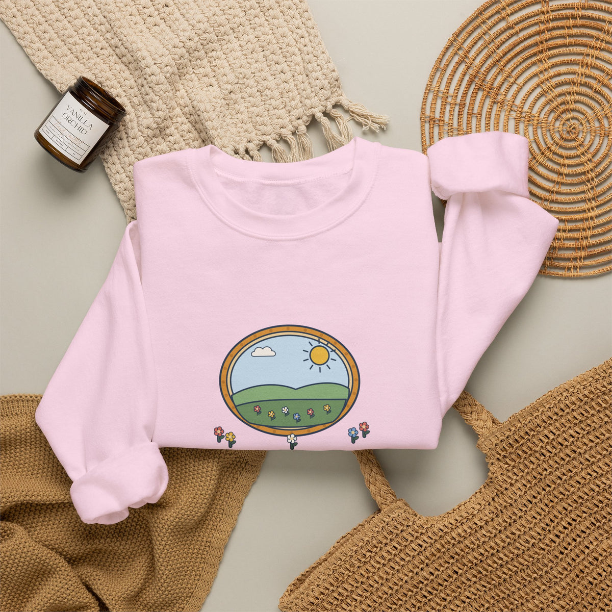 Shall I Compare Thee to a Summer's Day Sweatshirt, Love Shakespeare Quote Crewneck with Framed Meadow
