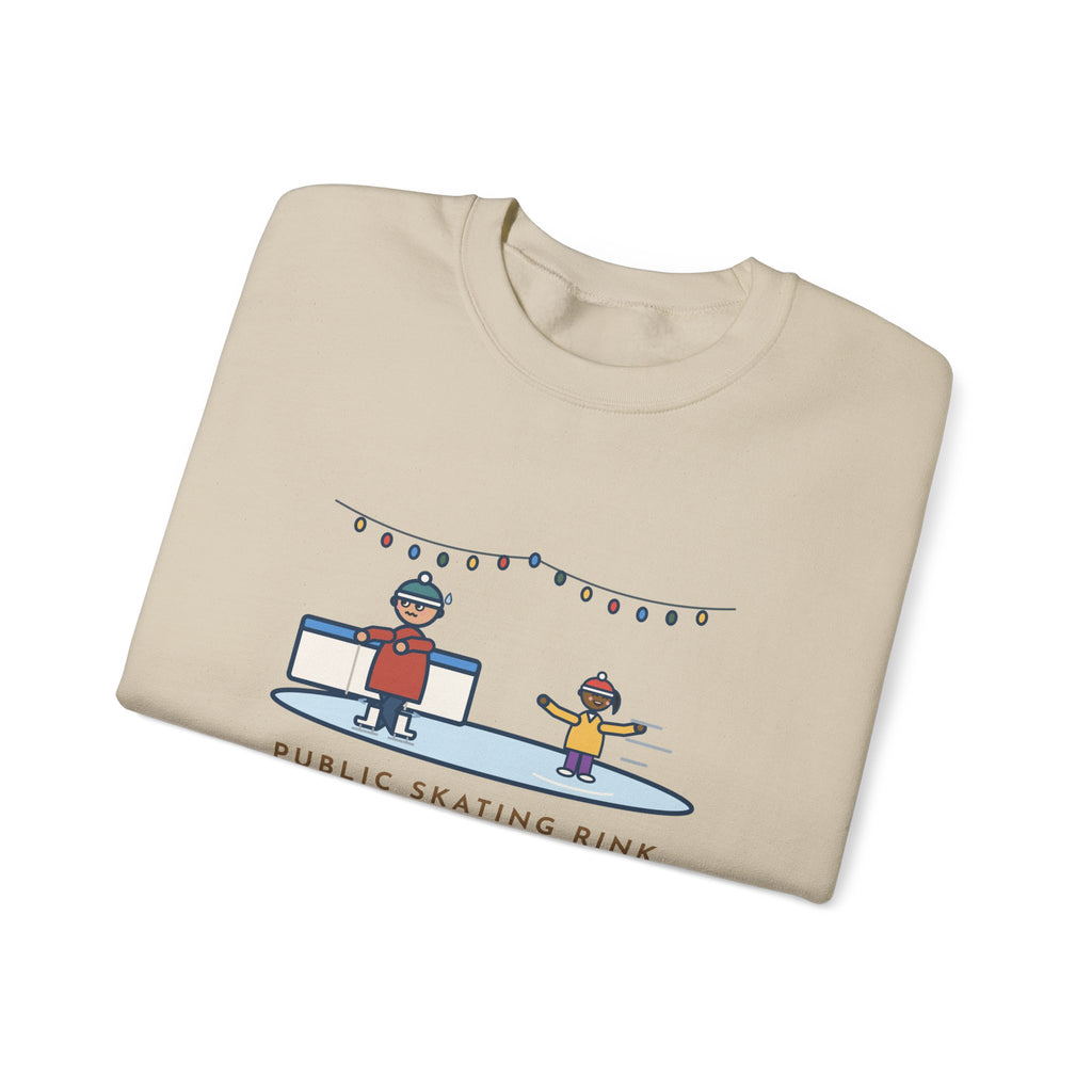 Ice Skating Sweatshirt, Held the Wall for an Hour, A Six-Year-Old Skated Past Me Backward, Funny Outdoor Rink Crewneck