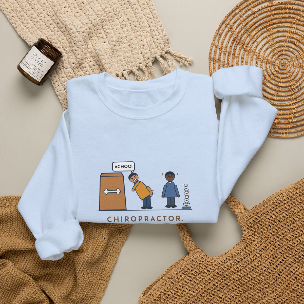 Chiropractor Sweatshirt, Asked What Happened, I Sneezed While Picking Up the Dog Food, Funny Office Visit Crewneck