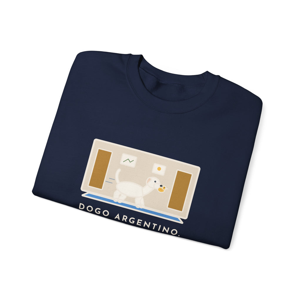 Dogo Argentino Sweatshirt, One Hundred Pounds, Carries His Stuffed Duck to Every Room, Funny Hallway Parade Crewneck
