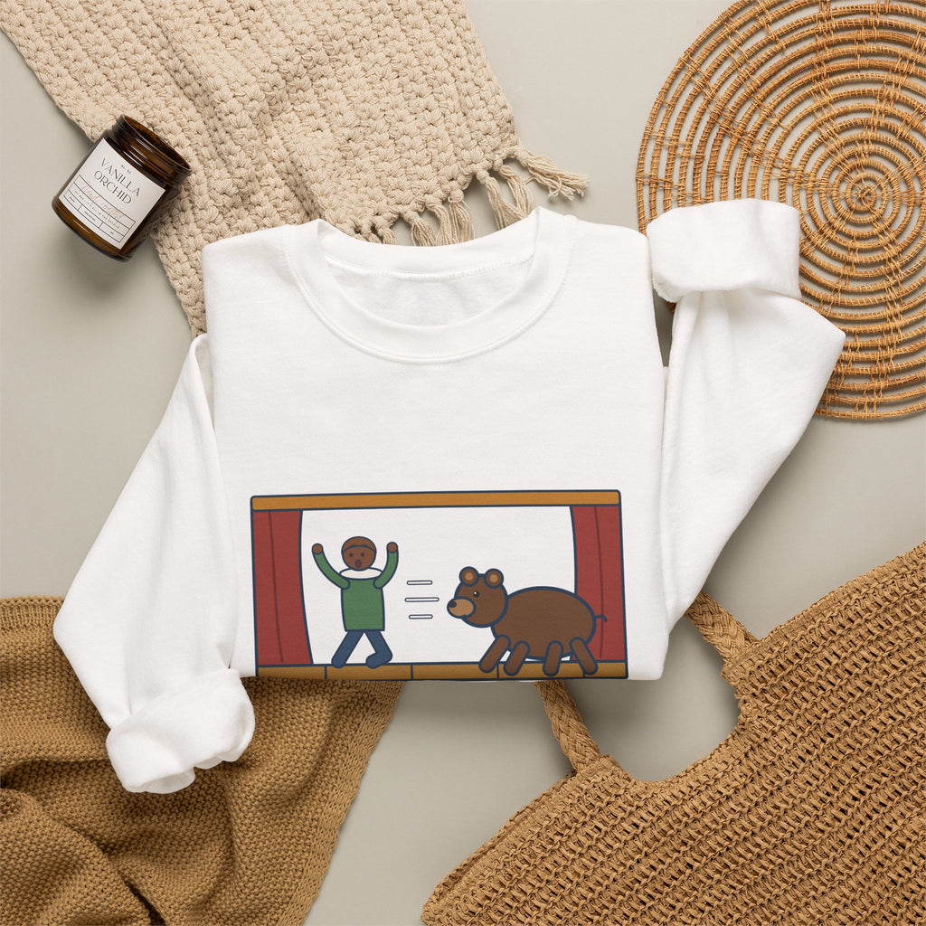 Exit, Pursued by a Bear Sweatshirt, Theatre Shakespeare Quote Crewneck with Stage Chase