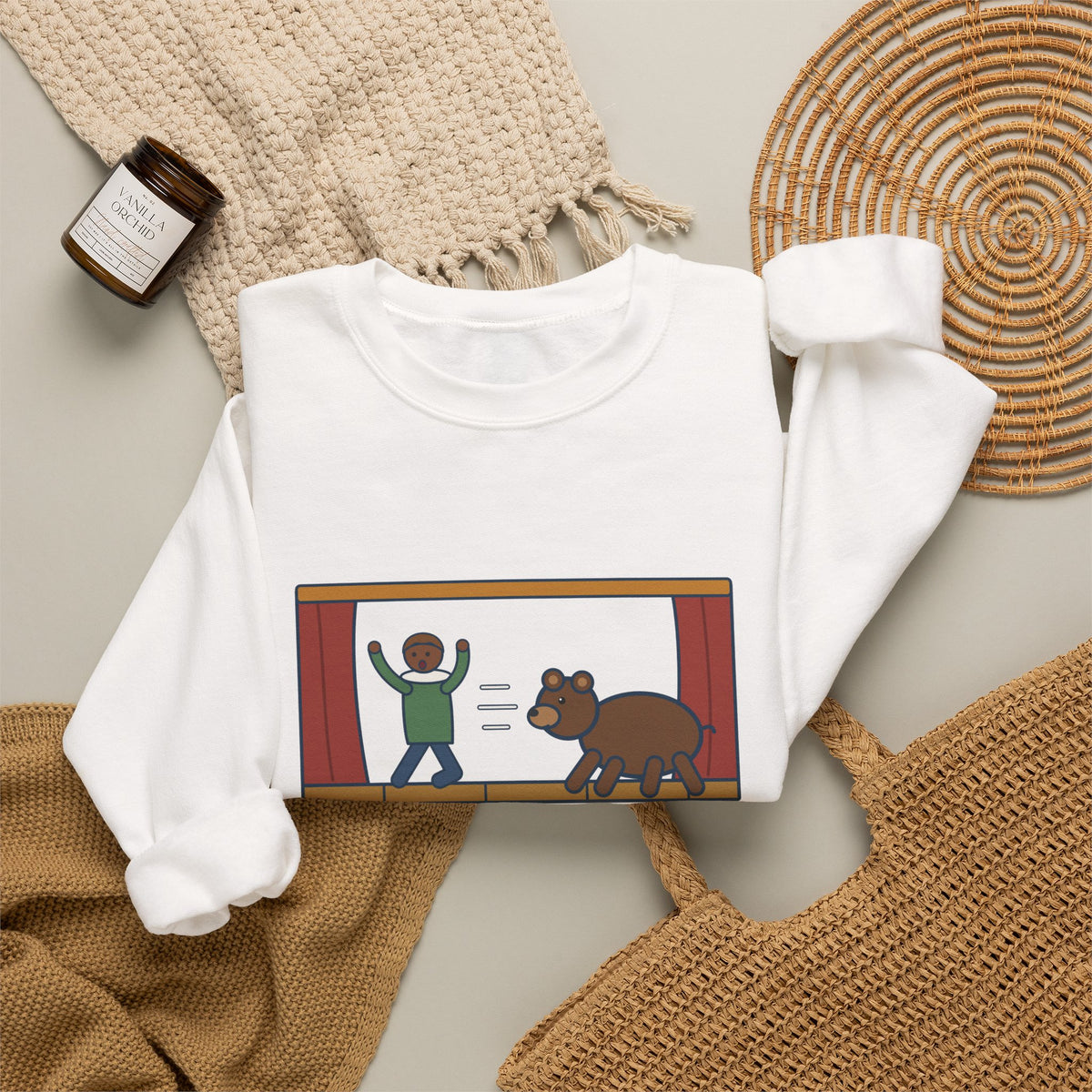 Exit, Pursued by a Bear Sweatshirt, Theatre Shakespeare Quote Crewneck with Stage Chase