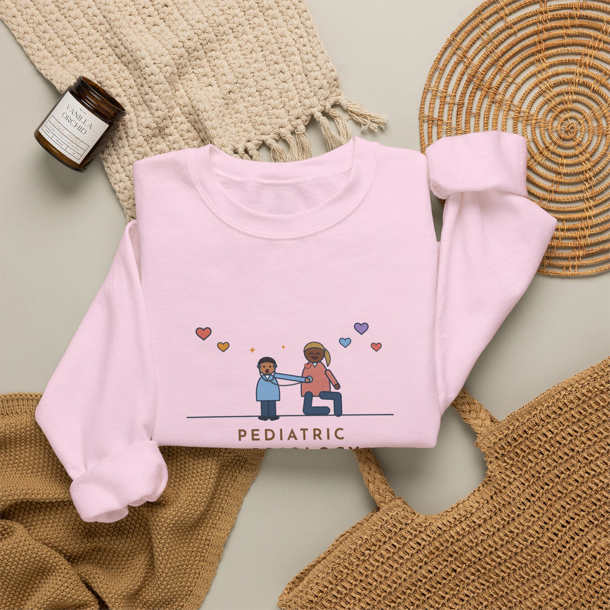 Pediatric Cardiology Nurse Sweatshirt, Let Him Listen to His Own Heart, He Asked to Hear Mine, Funny Clinic Visit Crewneck