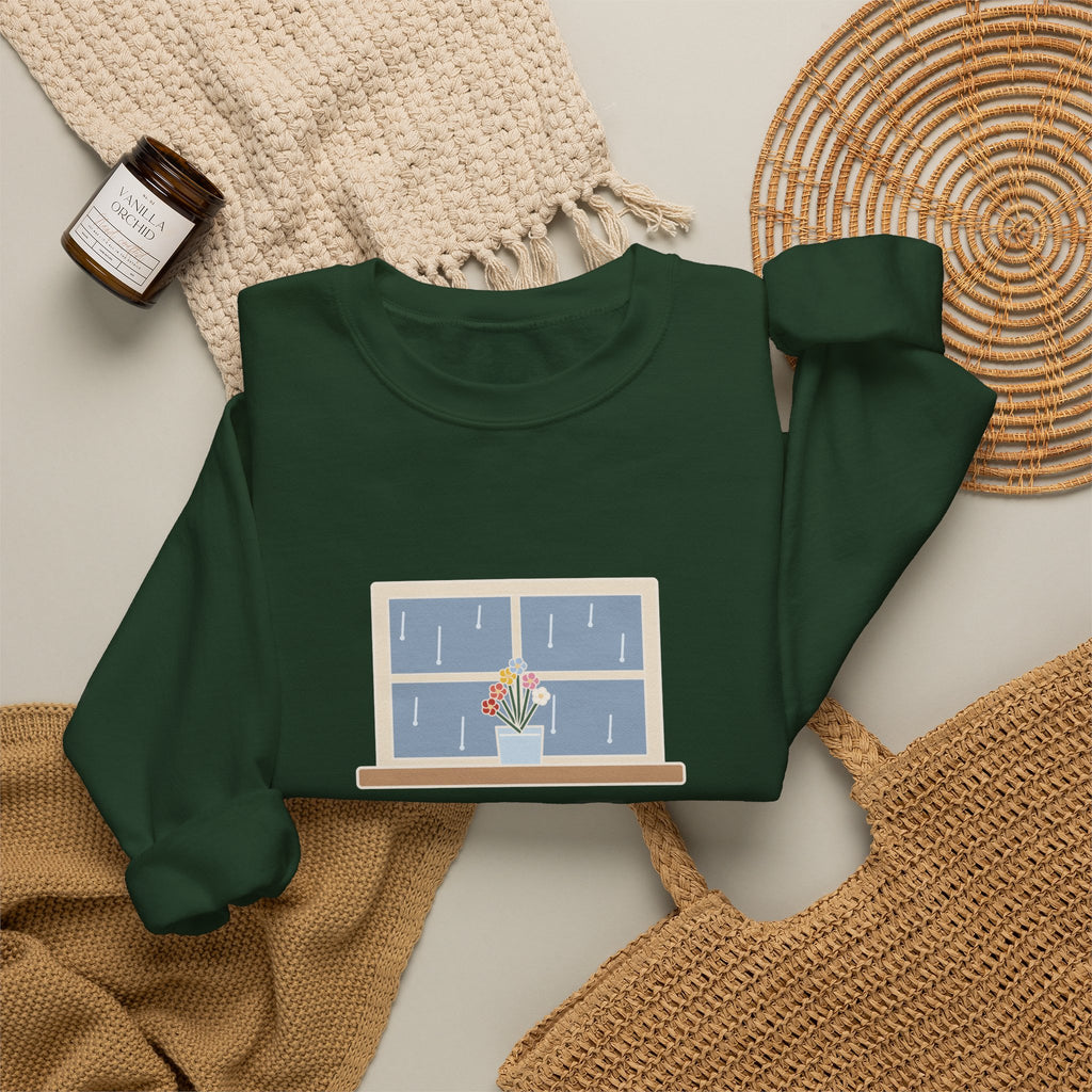 How Ardently I Admire and Love You Sweatshirt, Romance Jane Austen Quote Crewneck with Rainy Window