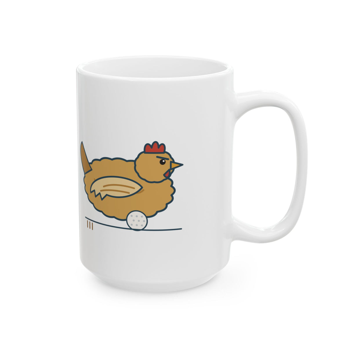 Large 15oz Backyard Chickens Mug - She's Been Sitting on a Golf Ball for Three Days