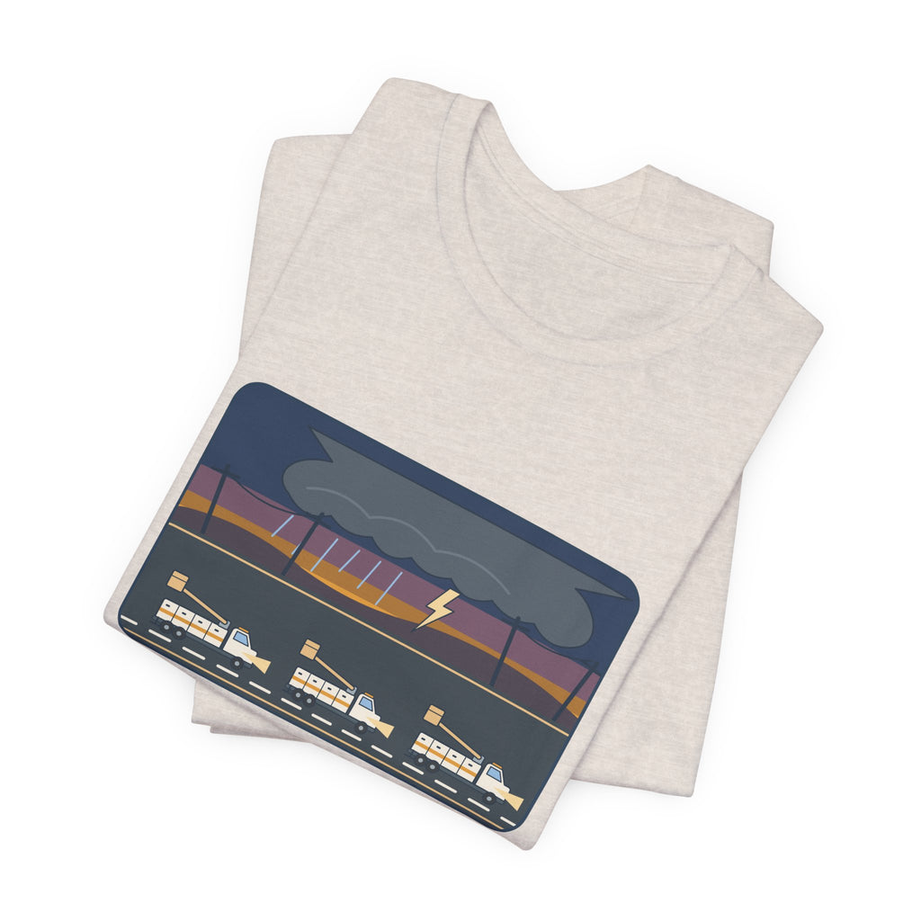Lineworker T-Shirt - Mutual Aid. Any State. Any Storm. Power Line Crew Tee