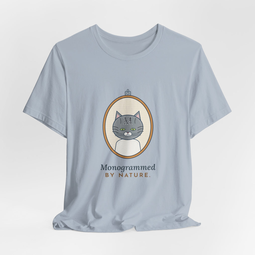 Gray Tabby Cat T-Shirt - Forehead M Initial, Nature's Own Letter Tabby Cat Lover Tee