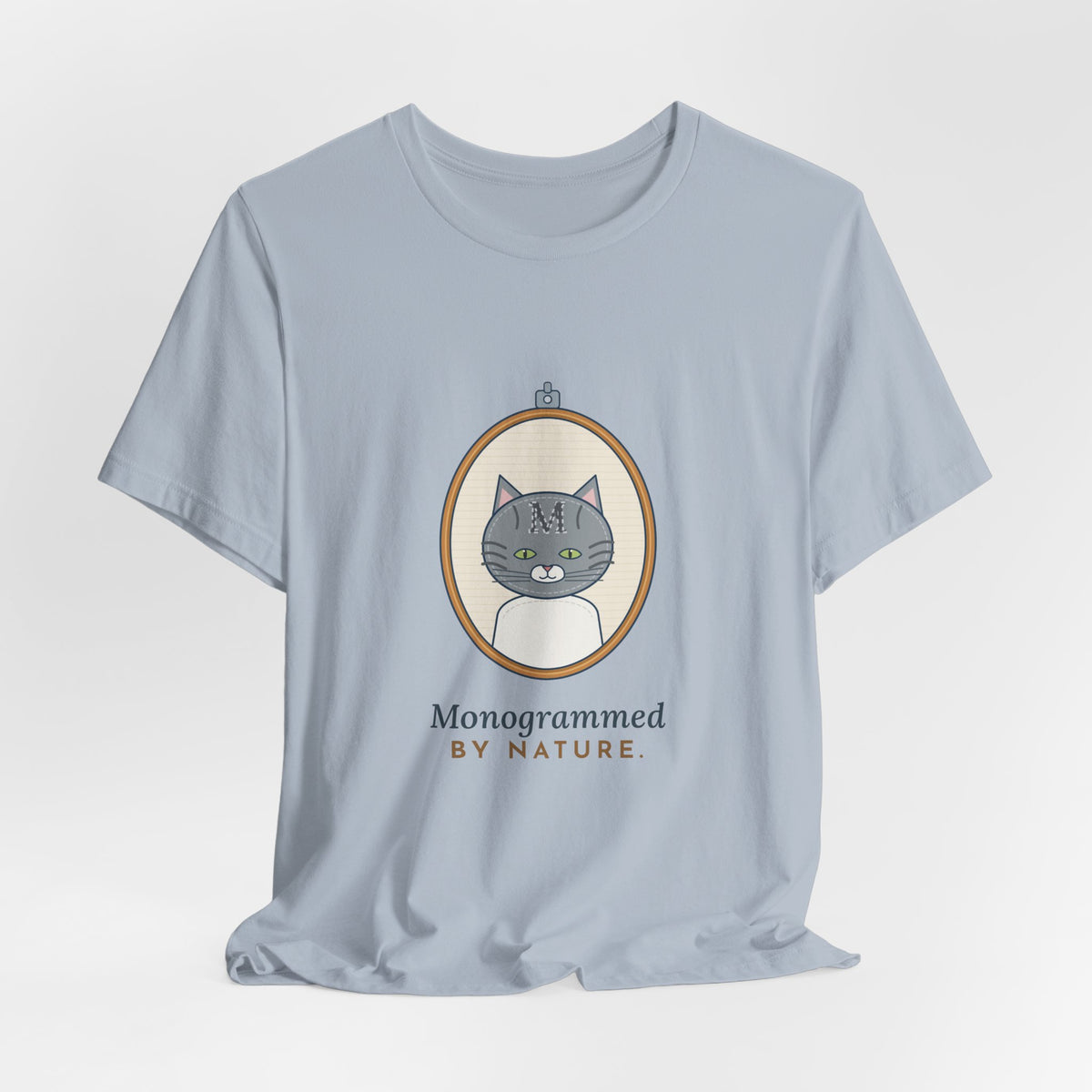 Gray Tabby Cat T-Shirt - Forehead M Initial, Nature's Own Letter Tabby Cat Lover Tee
