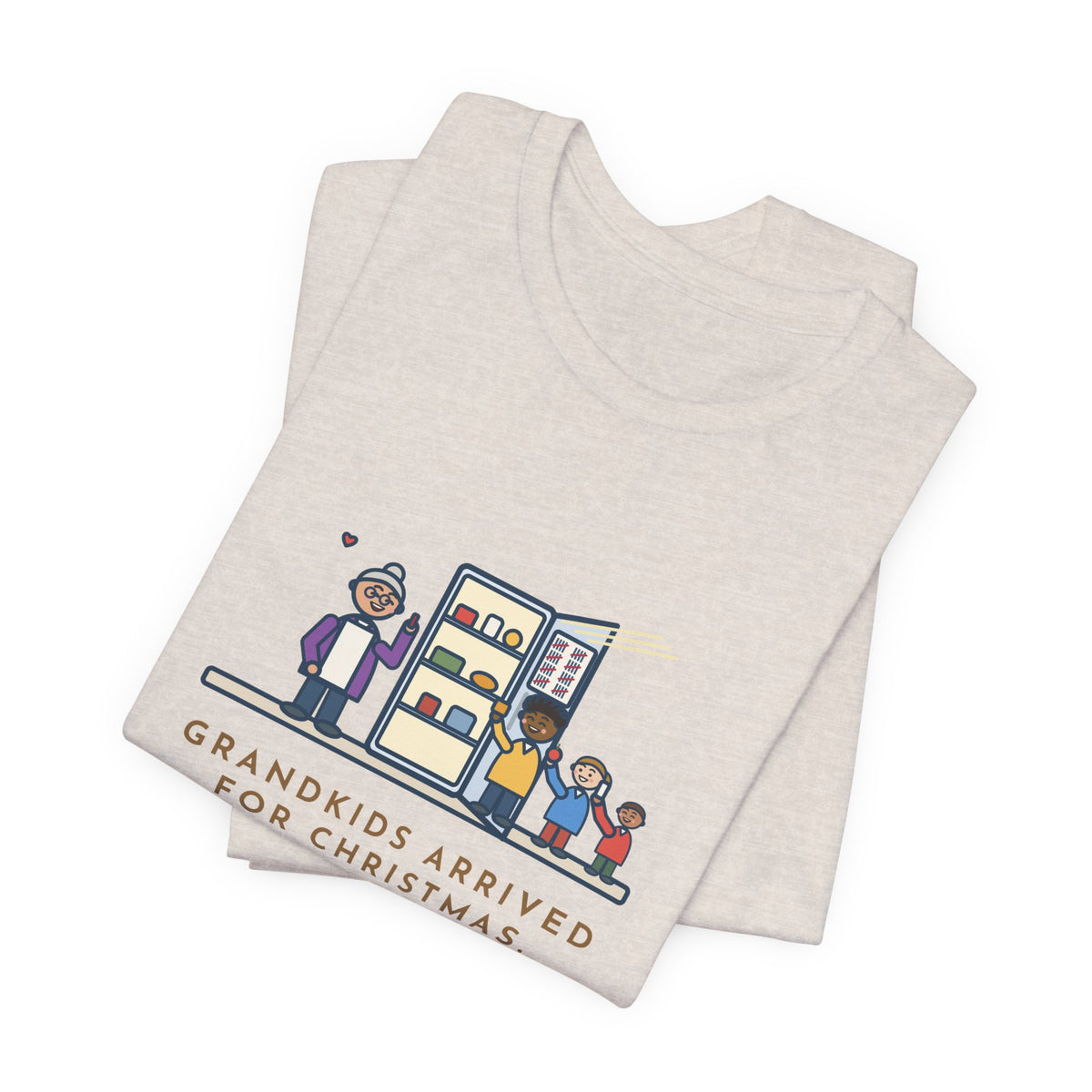 Funny Grandkids at Christmas T-Shirt, Arrived for the Holiday, The Fridge Door Opened Forty Times in the First Hour, Fridge Tally Tee