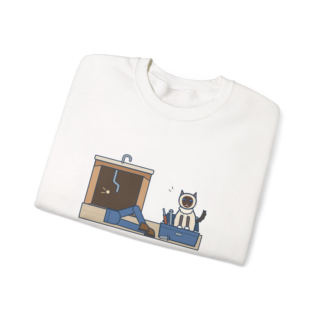 Birman Cat Crewneck Sweatshirt - Toolbox Seat for the Kitchen Sink Repair