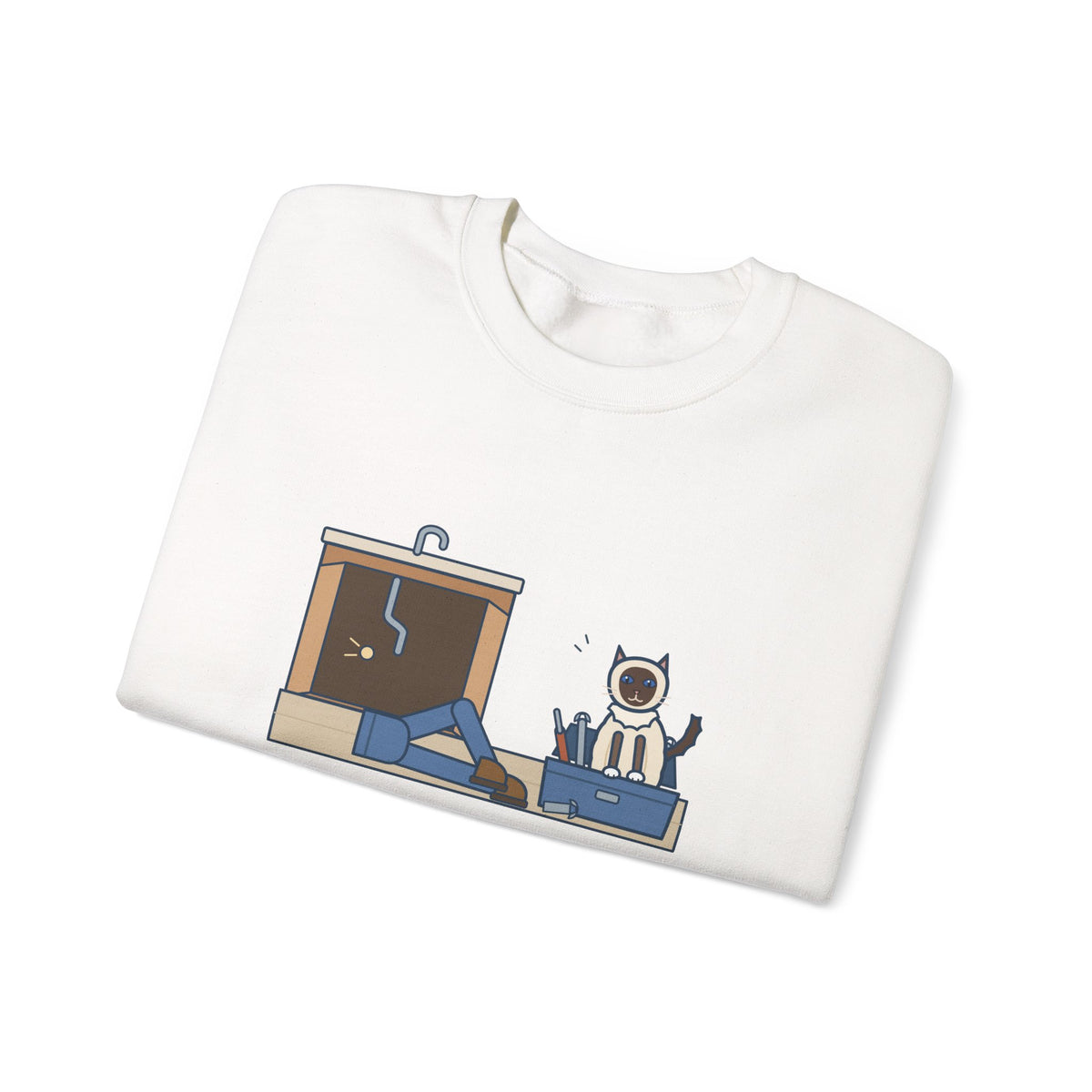 Birman Cat Crewneck Sweatshirt - Toolbox Seat for the Kitchen Sink Repair
