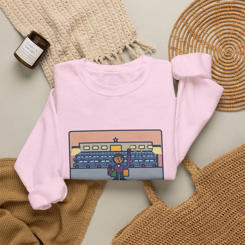 December Shopping Sweatshirt, Found a Parking Spot in Twenty Minutes, Found the Car Again in Forty, Funny Mall at Dusk Crewneck