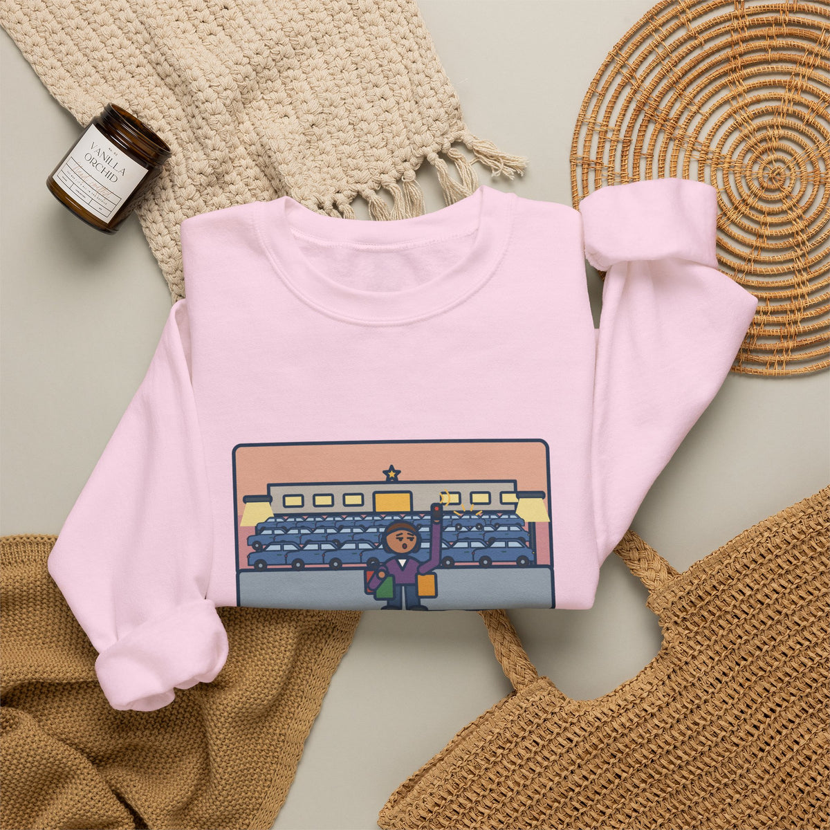 December Shopping Sweatshirt, Found a Parking Spot in Twenty Minutes, Found the Car Again in Forty, Funny Mall at Dusk Crewneck