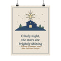 Cappeau Quote Poster, The Stars Are Brightly Shining, Christmas Star over Stable Wall Art