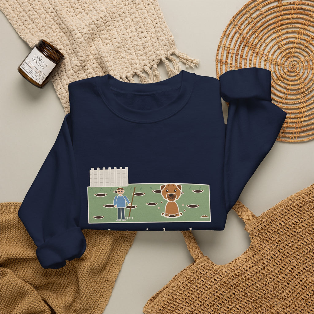 Border Terrier Crewneck Sweatshirt - Twelve Holes in the Lawn Funny Dog Sweatshirt