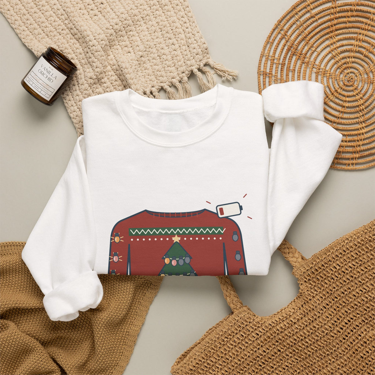 Tacky Sweater Party Crewneck Sweatshirt - Tackiness: 10. Battery Life: 2. Light-Up Christmas Joke