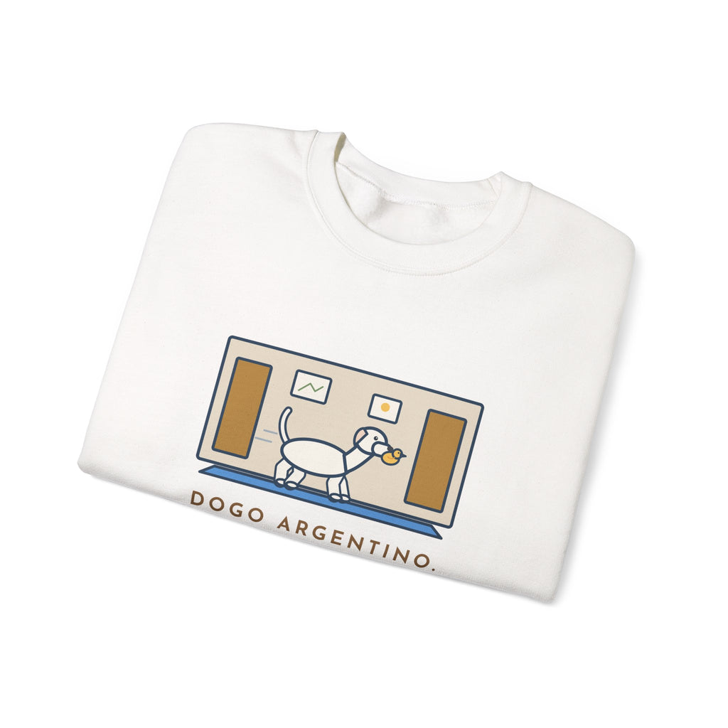 Dogo Argentino Sweatshirt, One Hundred Pounds, Carries His Stuffed Duck to Every Room, Funny Hallway Parade Crewneck